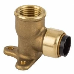 Elkhart Products Tectite 1/2 Inch Push-Fit x Female Pipe Thread Brass 90 Degree Drop Ear Elbow Lead Free - 10155484 - General Plumbing Hardware