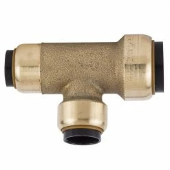 Elkhart Products Tectite 3/4 Inch x 1/2 Inch x 1/2 Inch Push-Fit x Push-Fit x Push-Fit Brass Tee Lead Free - 10155490 - General Plumbing Hardware