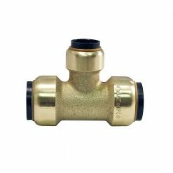 Elkhart Products Tectite 3/4 Inch x 3/4 Inch x 1/2 Inch Push-Fit x Push-Fit x Push-Fit Brass Tee Lead Free - 10155494 - General Plumbing Hardware