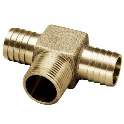 Water Source 3/4" Barbed x 3/4" Male NPT x 3/4" Barbed Hydrant Tee, No Lead - HT75NL - Brass Fittings